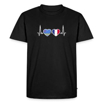 Aruba France Vintage Heartbeat Flag - T-shirt Premium bio Homme - noir - Devant - Nico (187cm)
