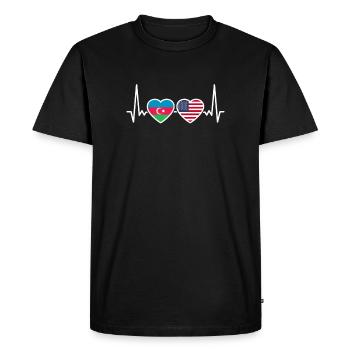 Azerbaïdjan États-Unis drapeau de battement de cœur - T-shirt Premium bio Homme - noir - Devant - Nico (187cm)