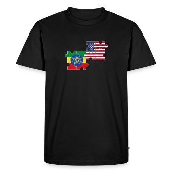 Ethiopie USA Drapeau Américain Ethiopien - T-shirt Premium bio Homme - noir - Devant - Nico (187cm)