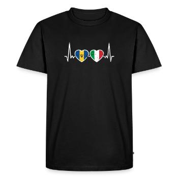 Barbade Italie Vintage Heartbeat Flag - T-shirt Premium bio Homme - noir - Devant - Nico (187cm)