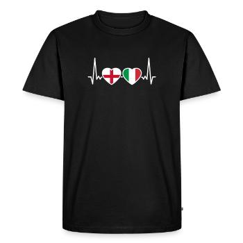 Angleterre Italie Battement de cœur Drapeau Anglais - T-shirt Premium bio Homme - noir - Devant - Nico (187cm)