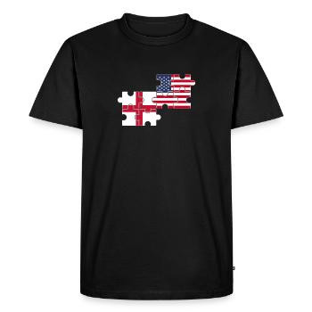 Angleterre États-Unis Drapeau Anglais américain - T-shirt Premium bio Homme - noir - Devant - Nico (187cm)