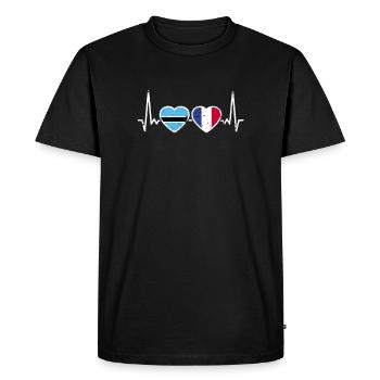 Botswana France Vintage Heartbeat Drapeau - T-shirt Premium bio Homme - noir - Devant - Nico (187cm)