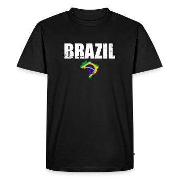 Brésil Brésil Carte Drapeau Brésil - T-shirt Premium bio Homme - noir - Devant - Nico (187cm)