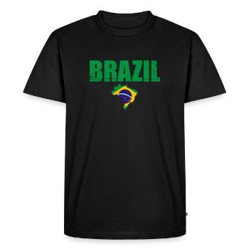 Brésil Carte Drapeau Brésil Brésiliens - T-shirt Premium bio Homme - noir - Devant - Nico (187cm)