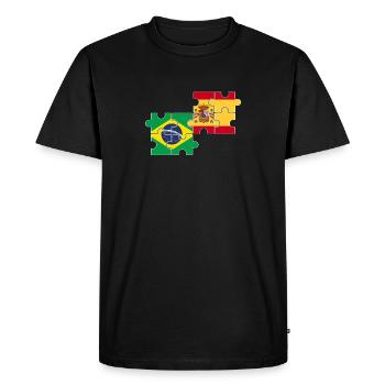 Brésil Espagne Drapeau Espagnol Brésilien - T-shirt Premium bio Homme - noir - Devant - Nico (187cm)