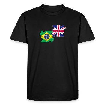 Brésil Royaume-Uni Drapeau britannique Brésilien - T-shirt Premium bio Homme - noir - Devant - Nico (187cm)