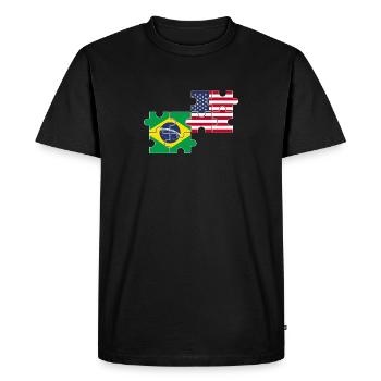 Brésil États-Unis Drapeau Brésil - T-shirt Premium bio Homme - noir - Devant - Nico (187cm)