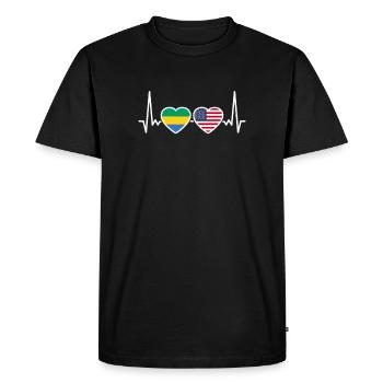 Gabon USA Heartbeat Flag American Gabonese - Men's Premium Organic T-Shirt - black - Front - Nico (187cm)