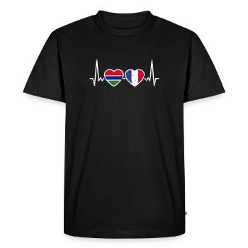 Gambie France Vintage Heartbeat Flag - T-shirt Premium bio Homme - noir - Devant - Nico (187cm)