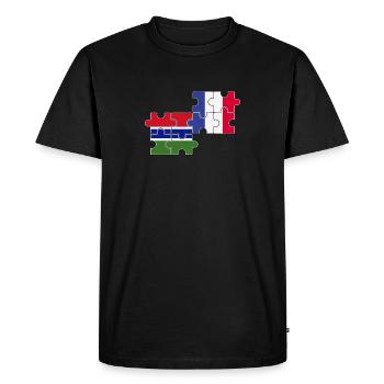 Gambie France Drapeau Français Gambien - T-shirt Premium bio Homme - noir - Devant - Nico (187cm)