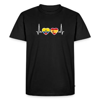 Ecuador Spain Heartbeat Flag Ecuadorians - Men's Premium Organic T-Shirt - black - Front - Nico (187cm)
