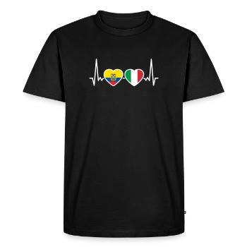 Ecuador Italy Heartbeat Flag Ecuadorians - Men's Premium Organic T-Shirt - black - Front - Nico (187cm)
