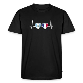 Guatemala France Vintage Heartbeat Flag - Men's Premium Organic T-Shirt - black - Front - Nico (187cm)