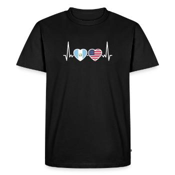 Guatemala États-Unis Heartbeat Flag Guatémaltèque - T-shirt Premium bio Homme - noir - Devant - Nico (187cm)