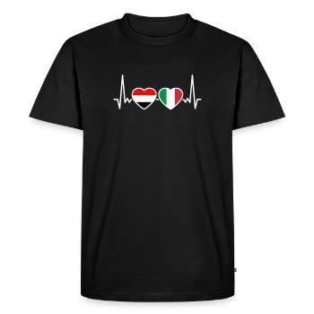 Yémen Italie Heartbeat Flag Yéménite - T-shirt Premium bio Homme - noir - Devant - Nico (187cm)