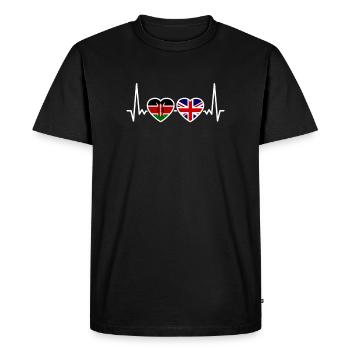 Kenya UK Heartbeat Flag Kényan britannique - T-shirt Premium bio Homme - noir - Devant - Nico (187cm)