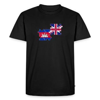 Cambodge Drapeau du Royaume-Uni Cambodgien britannique - T-shirt Premium bio Homme - noir - Devant - Nico (187cm)