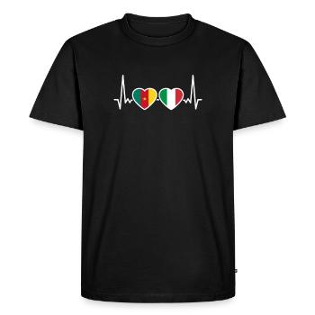 Cameroon Italy Heartbeat Flag Cameroonians - Men's Premium Organic T-Shirt - black - Front - Nico (187cm)
