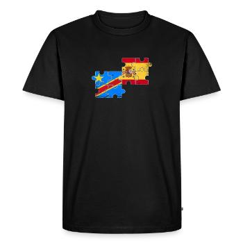 DR Congo Spain Vintage Flag Spanish Congolese - Men's Premium Organic T-Shirt - black - Front - Nico (187cm)