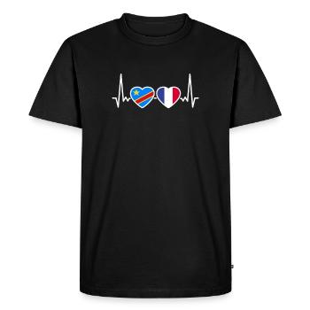 DR Congo France heartbeat flag Congolese - Men's Premium Organic T-Shirt - black - Front - Nico (187cm)
