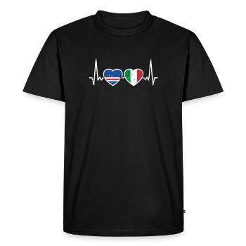 Cap-Vert Italie Vintage Heartbeat Flag - T-shirt Premium bio Homme - noir - Devant - Nico (187cm)