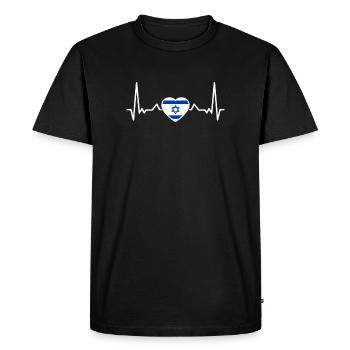 Israël Heartbeat Drapeau israélien israélien - T-shirt Premium bio Homme - noir - Devant - Nico (187cm)