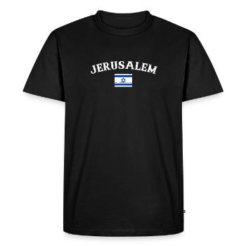 Jerusalem Vintage Israel Israeli Flag - Men's Premium Organic T-Shirt - black - Front - Nico (187cm)