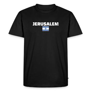 Jerusalem Vintage Israel Israeli Flag - Men's Premium Organic T-Shirt - black - Front - Nico (187cm)
