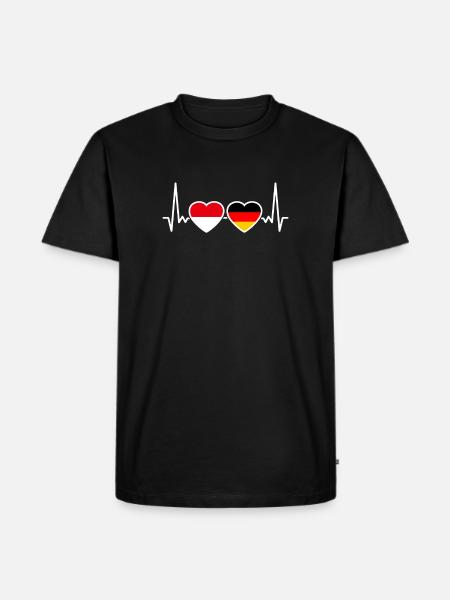 Indonesia Germany Heartbeat Flag - Men's Premium Organic T-Shirt - black