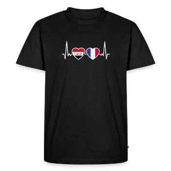 Iraq France Vintage Heartbeat Flag Iraqi - Men's Premium Organic T-Shirt - black - Front - Nico (187cm)