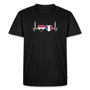 Irak France Heartbeat Flag Irakiens - T-shirt Premium bio Homme - noir - Devant - Nico (187cm)