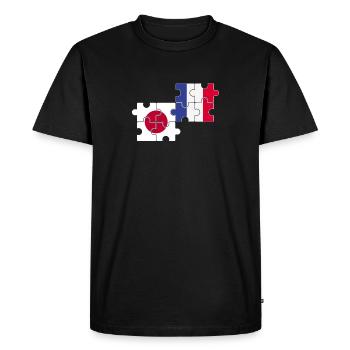 Japon France Drapeau Français Japonais - T-shirt Premium bio Homme - noir - Devant - Nico (187cm)