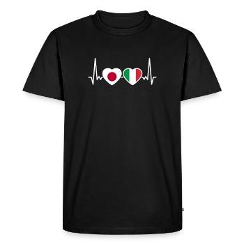 Japon Italie Heartbeat Flag Japonais - T-shirt Premium bio Homme - noir - Devant - Nico (187cm)
