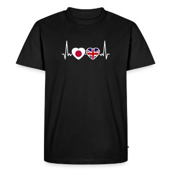 Japon Royaume-Uni Heartbeat Flag Japonais britannique - T-shirt Premium bio Homme - noir - Devant - Nico (187cm)