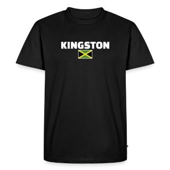 Kingston Jamaïque Drapeau jamaïcain Jamaïcain - T-shirt Premium bio Homme - noir - Devant - Nico (187cm)