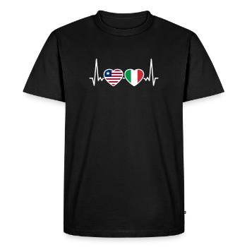 Libéria Italie Heartbeat Flag Libériens - T-shirt Premium bio Homme - noir - Devant - Nico (187cm)