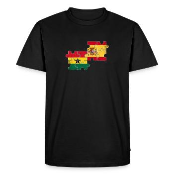 Ghana Espagne Vintage Flag Espagnol Ghanéen - T-shirt Premium bio Homme - noir - Devant - Nico (187cm)
