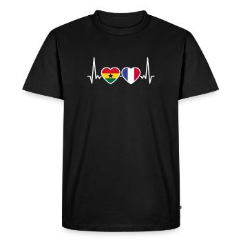 Ghana France Heartbeat Flag Ghanéens - T-shirt Premium bio Homme - noir - Devant - Nico (187cm)