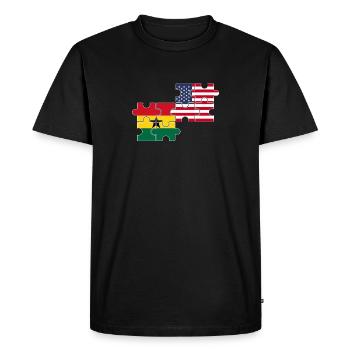 Ghana USA Flag Américain Ghanéen - T-shirt Premium bio Homme - noir - Devant - Nico (187cm)