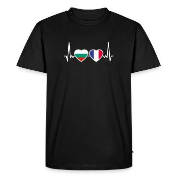 Bulgarie France heartbeat flag Bulgarie - T-shirt Premium bio Homme - noir - Devant - Nico (187cm)