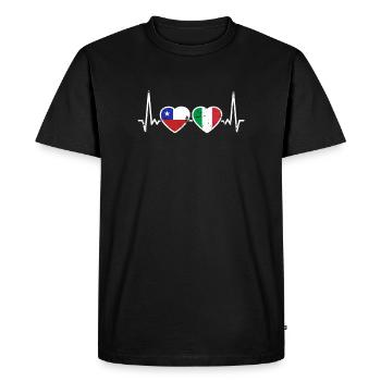 Chili Italie Vintage Heartbeat Flag Chilien - T-shirt Premium bio Homme - noir - Devant - Nico (187cm)