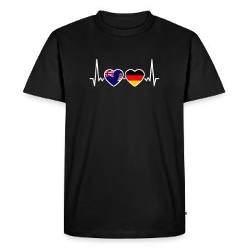 Drapeau Heartbeat Allemagne des îles Caïmans - T-shirt Premium bio Homme - noir - Devant - Nico (187cm)