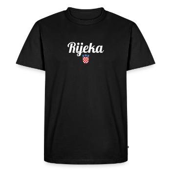Rijeka Vintage Coat of Arms Croatia Croatian Flag - Men's Premium Organic T-Shirt - black - Front - Nico (187cm)