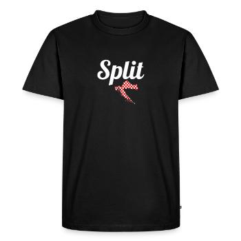 Split Carte Croatie Drapeau croate Croate - T-shirt Premium bio Homme - noir - Devant - Nico (187cm)