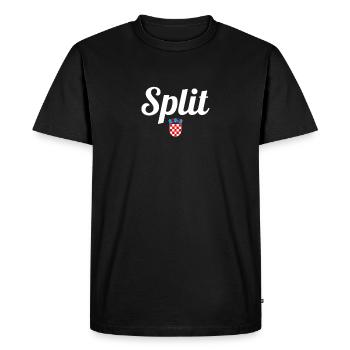 Split coat of arms Croatia Croatian flag Croatian - Men's Premium Organic T-Shirt - black - Front - Nico (187cm)