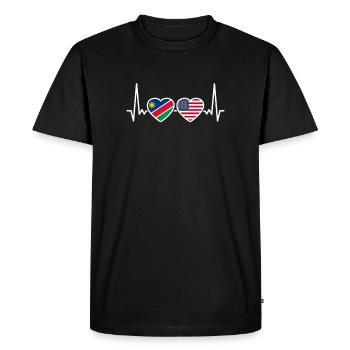 Namibie USA Heartbeat Flag Namibien - T-shirt Premium bio Homme - noir - Devant - Nico (187cm)