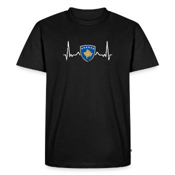 Kosovo Vintage Heartbeat Blason Drapeau Kosovar - T-shirt Premium bio Homme - noir - Devant - Nico (187cm)