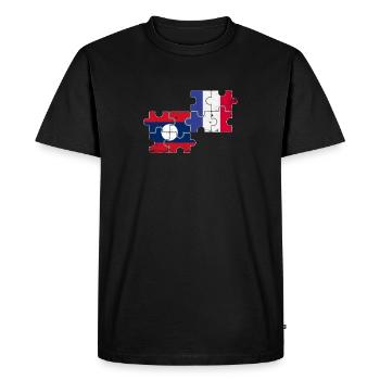 Laos France Vintage Flag Laotien Français - T-shirt Premium bio Homme - noir - Devant - Nico (187cm)