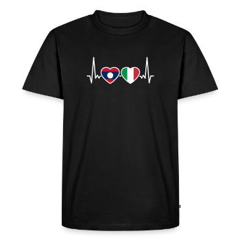 Laos Italie Heartbeat Flag Laotien italien - T-shirt Premium bio Homme - noir - Devant - Nico (187cm)